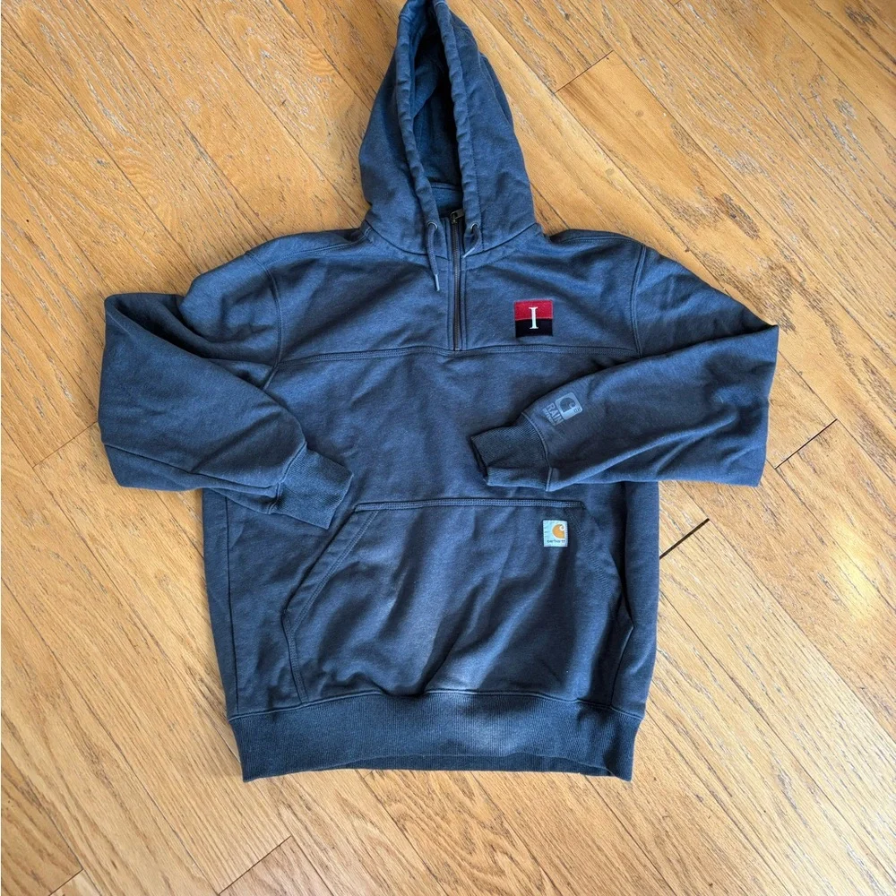 Carhartt Men's Rain Defender Paxton Heavyweight Hooded Zip Mock Sweatshirt Large - Picture 2 of 9